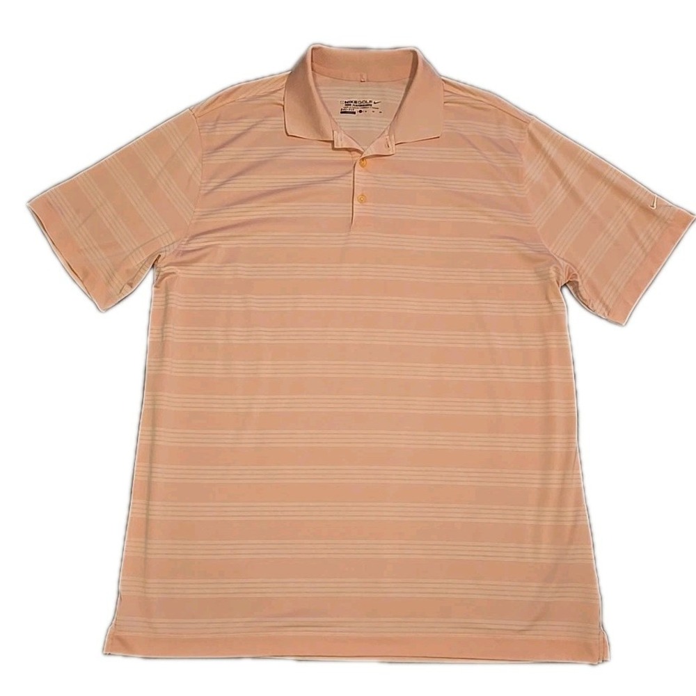 Nike Golf Tour Performance Polo Shirt Men's XL Pink Dri-FIT Short Sleeve Striped